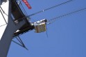 Koelner Seilbahn Gondel blieb haengen Koeln Linksrheinisch P321